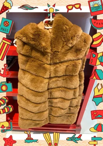 Veste sans manches fausse fourrure moutarde