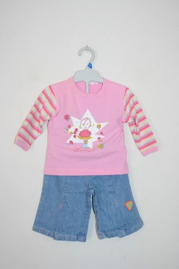 Ensemble Haut manches longues rose + jeans Influx 6m