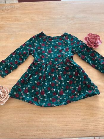 Robe verte velours Okaïdi 3 ans