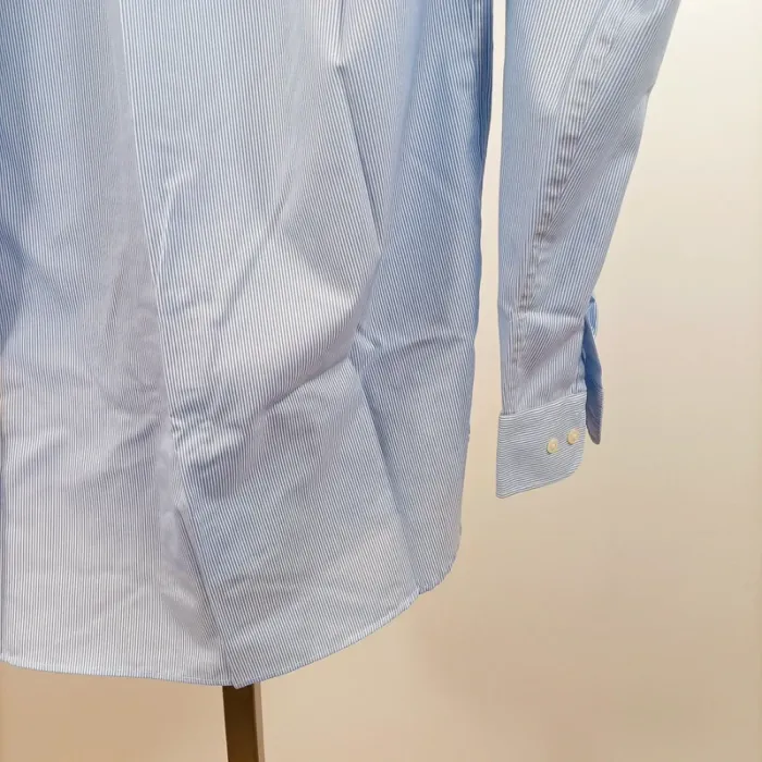 Chemise rayée bleu clair col boutonné coupe droite manches longues homme taille M A880 - photo numéro 12
