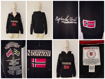 SWEAT POLAIRE NOIR FEMME LOGO AUTHENTIQUE GEOGRAPHICAL NORWAY TAILLE 38 NEUF