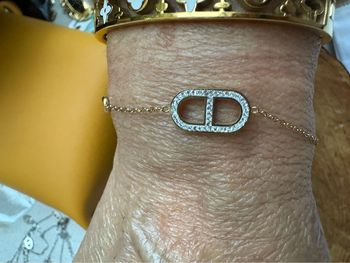 Bracelet chaîne réglable CD cristaux neuf acier inoxydable or