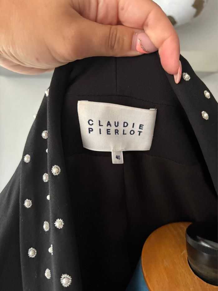 Veste blazer long Claudie Pierlot - noir avec détails argenté - taille 40/L - en très bon état - photo numéro 7