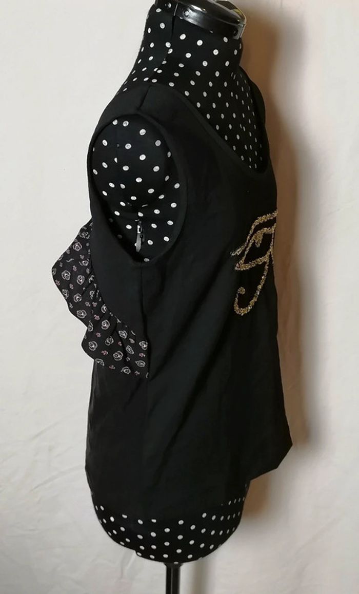 Top / débardeur noir motif égyptien oeil hiéroglyphes perles taille S DDP - photo numéro 6