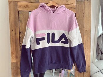 Sweat-shirt femme fila rose, blanc et bleu