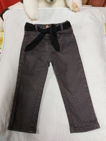 Pantalon legins fille taille 24mois couleur gris à pois noir stretch