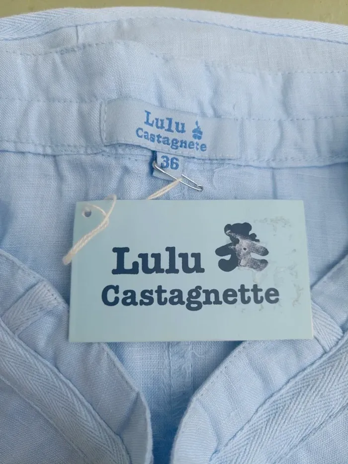 Jupe bleue ciel en lin T36 Lulu Castagnette - photo numéro 3