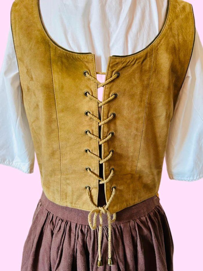 🤎🌿Gilet cuir vintage daim naturel autrichien cottagecore forest leather sleeveless jacket🌿🤎 - photo numéro 12
