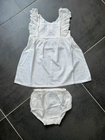 Ensemble 2 pièces robe et culotte broderie anglaise bébé fille Kiabi