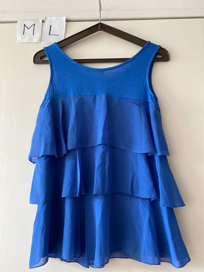 Blouse bleue à volants M / L Akoz collection - photo numéro 4