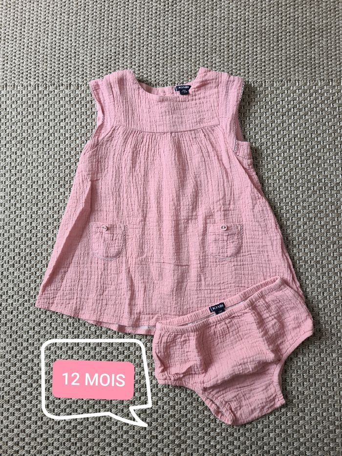 Robe sans manche avec culotte assortie rose poudrée - 12 mois
