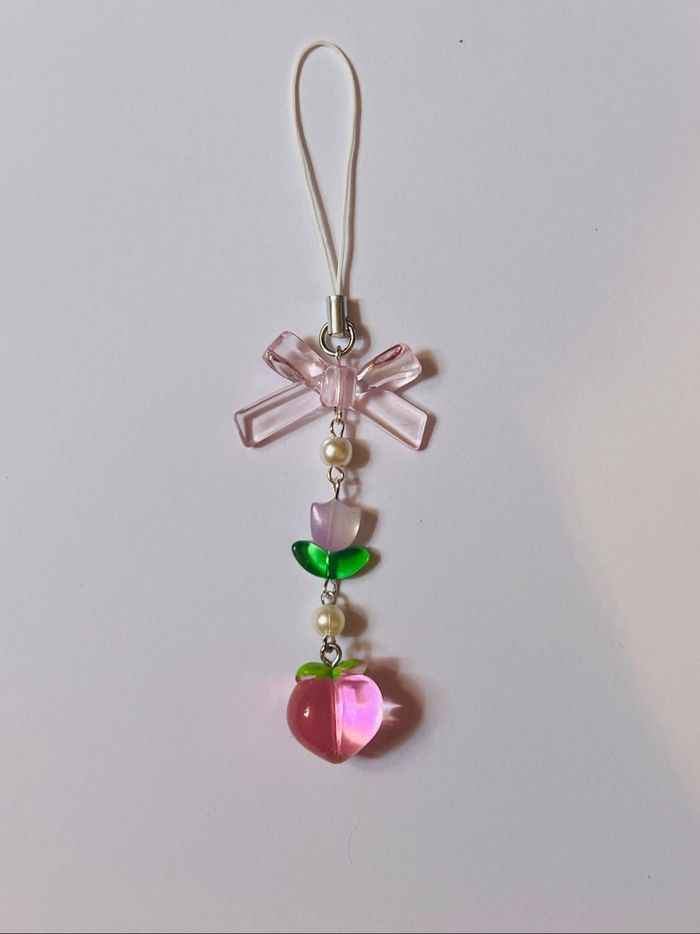 Charms rose cute coquette peachy peach porte clé Keychain