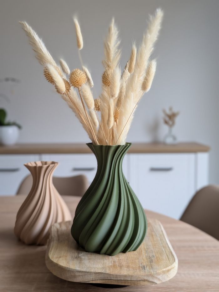 Vase vert pour fleur séché / 17,5cm de hauteur - photo numéro 2
