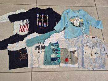 Lot 8 tee shirts manches longues 6 mois