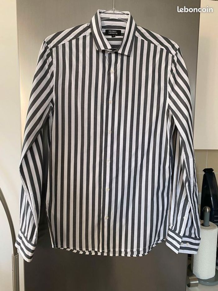 Chemise Rayée Taille S Galeries Lafayette Blanche Grise Neuve Homme - photo numéro 5