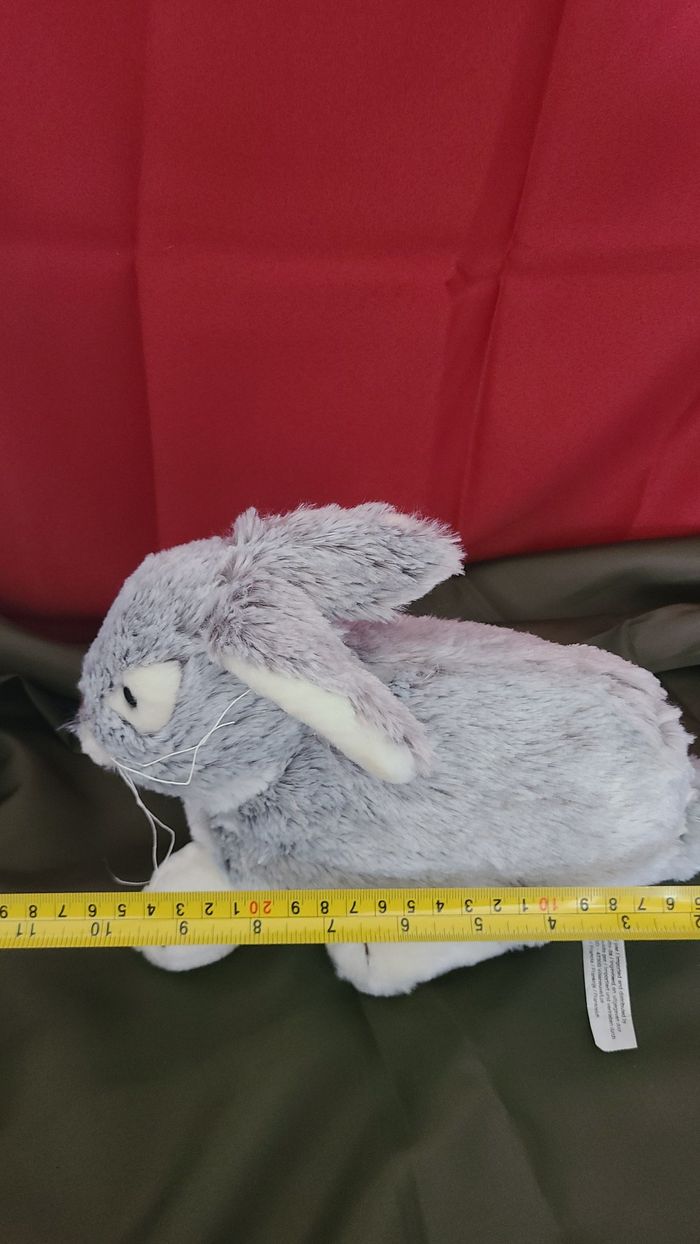 doudou peluche lapin nez marron gris blanc - photo numéro 2
