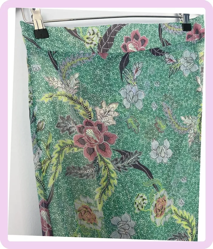 Jupe Longue Verte à Motifs Fleuris – Morgan - Taille 42 - Neuf avec étiquette👗 - photo numéro 4