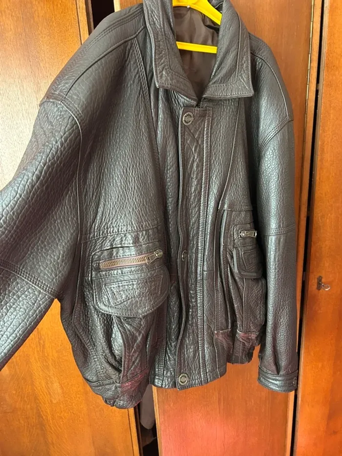 Blouson marron en cuir Progress homme L - photo numéro 2