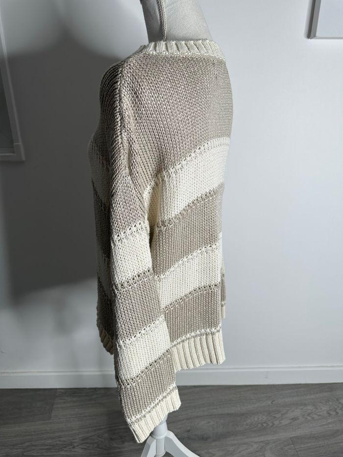 Pull en maille oversize beige et crème Massimo Dutti T40 L - photo numéro 2