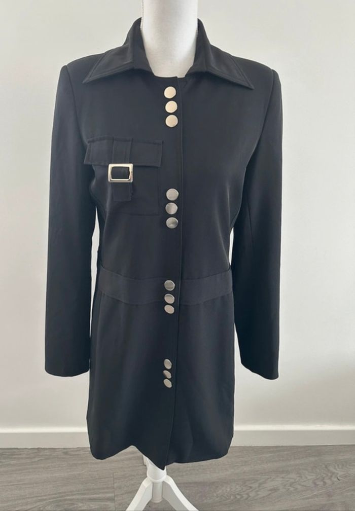 Trench seventies noir et argenté Vintage T38 M