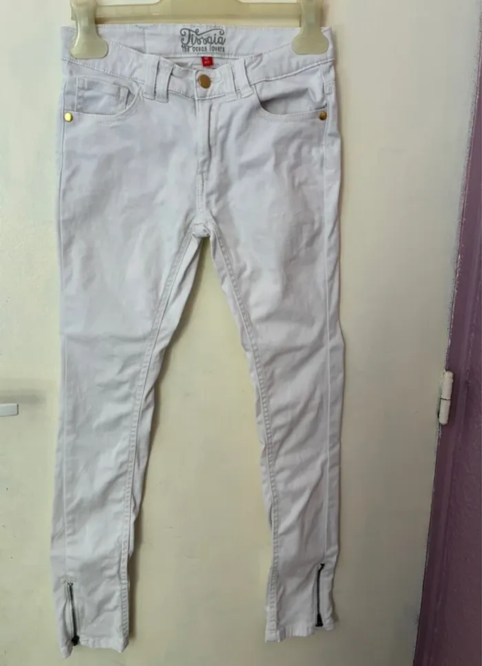 Jeans slim blanc, 10 ans, Tissaia. - photo numéro 2