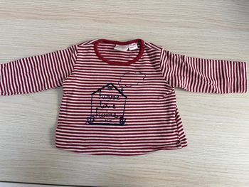 T-shirt marinière rouge Zara taille 6-9 mois