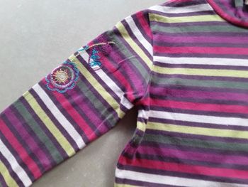 T-shirt ML col montant rayé fille 4 ans LA COMPAGNIE DES PETITS TBE