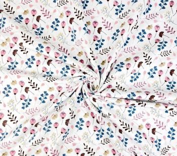 Flanelle fleurs rose sur fond blanc