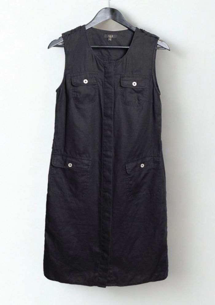 Robe noire en lin • Black linen dress Maison 123 Paris Taille 36