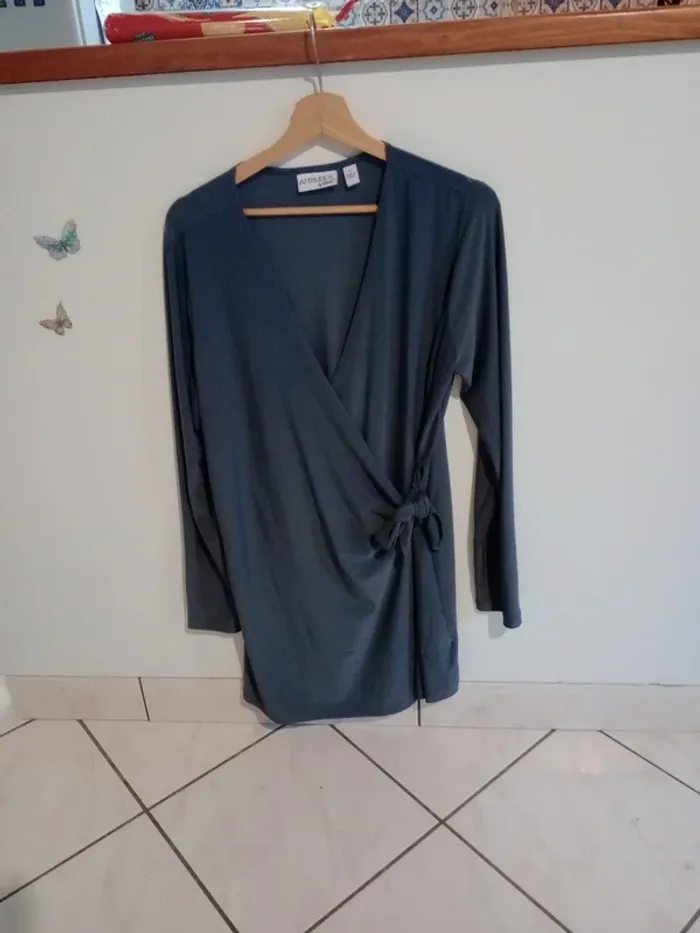 Robe portefeuille  taille L gris foncé c87 - photo numéro 12