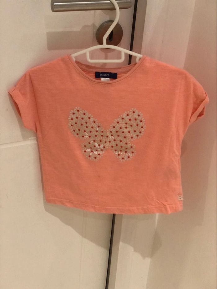 T shirt rose papillon okaidi
