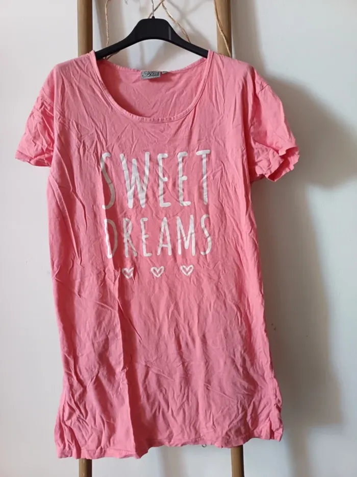 Chemise de nuit coton rose