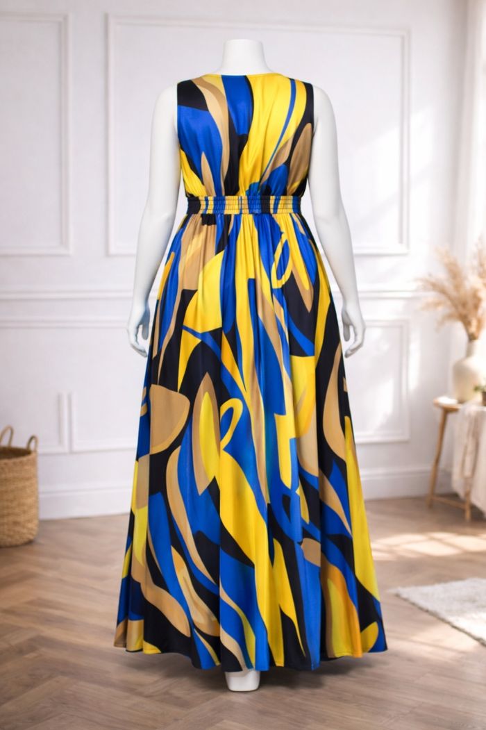 Robe longue audacieuse art déco multicolore Femme Taille 54 marque Boohoo 💍 - photo numéro 6