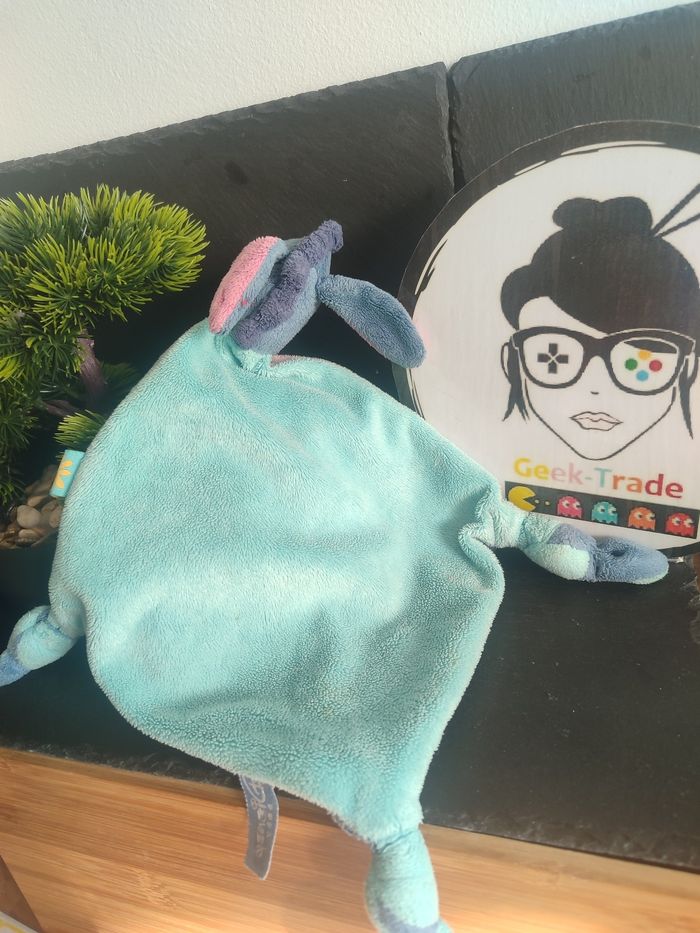 Doudou plat noeuds Bourriquet bleu mauve fleur Disney violet ancien vintage - photo numéro 2