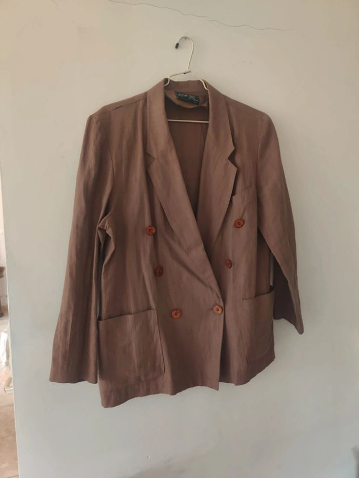 Veste en lin et coton marron Daniel elise