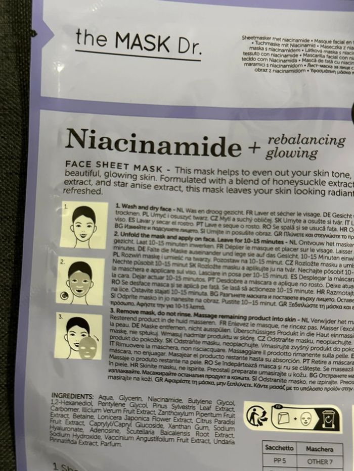Masque Visage en Tissu Niacinamide Neuf - photo numéro 2