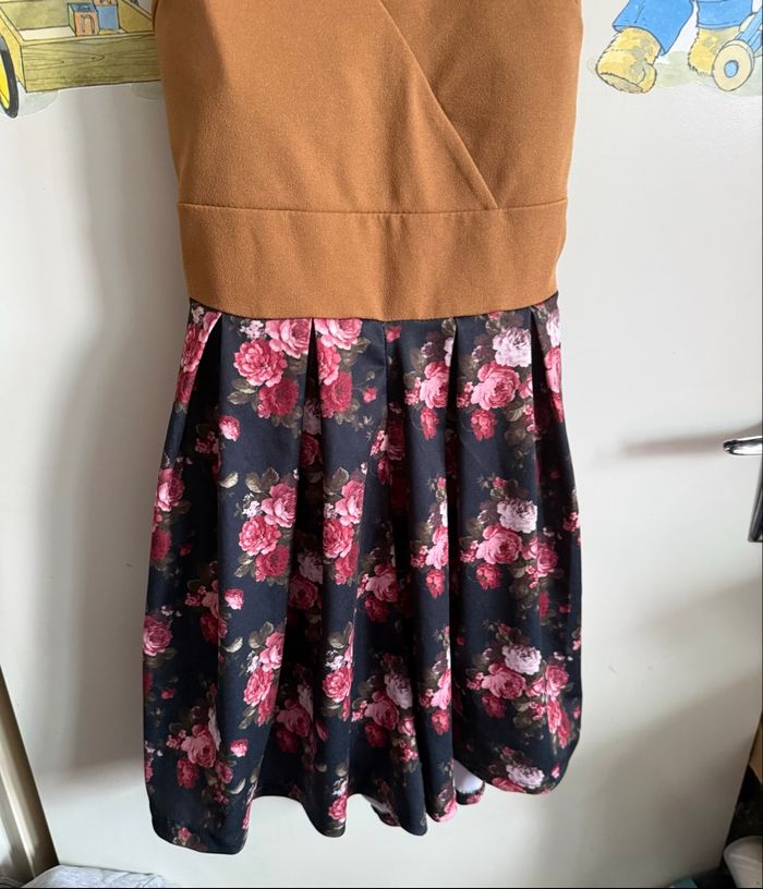 Combishort marron et bleu marine à fleurs, taille unique, boutique indépendante - photo numéro 2