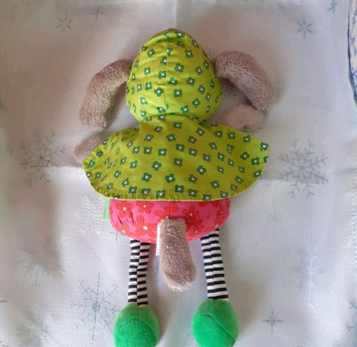 Poupée-chiffon "Lapin"avec grelot & son doudou Bonhomme de neige - photo numéro 8