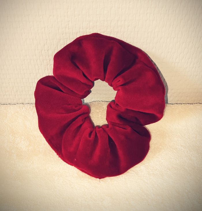 Chouchou velours rouge bordeaux - photo numéro 2