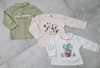 Lot de 3 t-shirts manches longues thème nature 6 mois