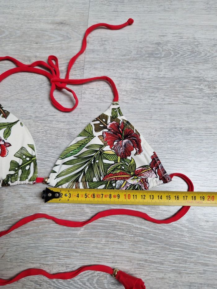 Maillot de bain bikini 2 pièces Etam fleurs tropicales étiquette de taille coupée convient à un 34 - photo numéro 6