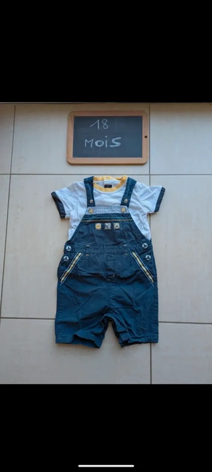 Ensemble combishort+tee-shirt 18 mois Terre de Marin