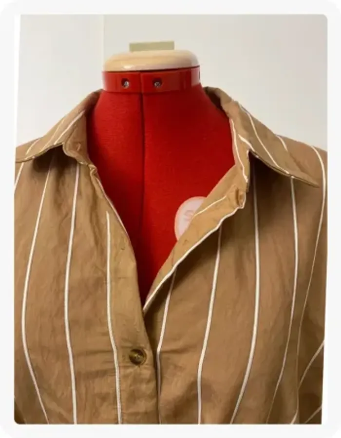 Robe chemise rayée beige PPT Style - photo numéro 3