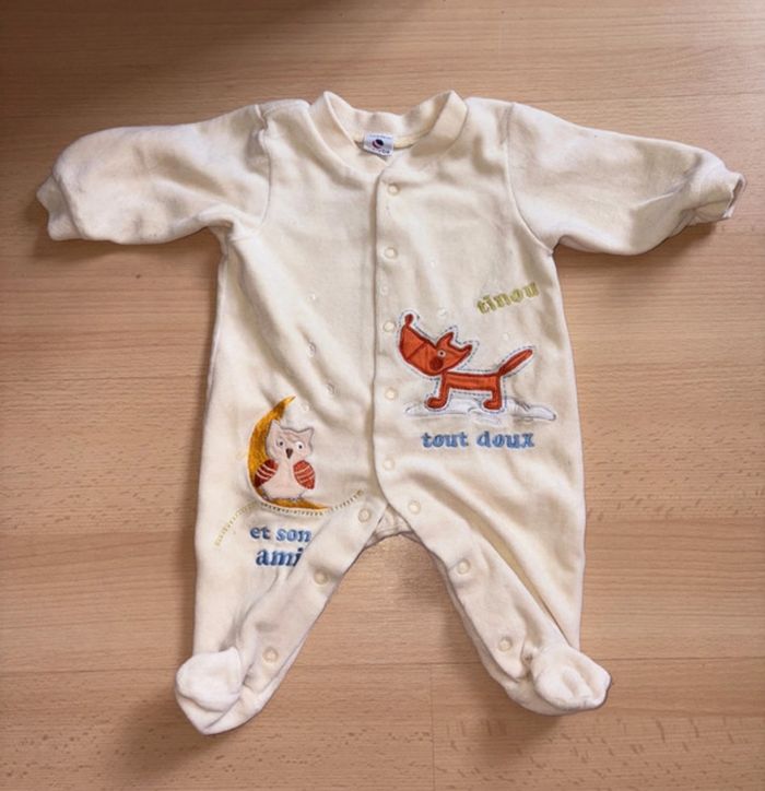 Lot de 3 pyjamas velours mixte taille 1 mois - photo numéro 5