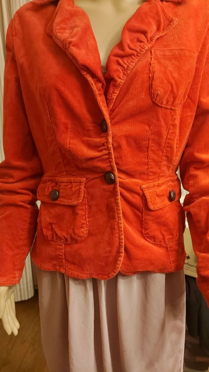 Veste rouge velour Essentiel Antwerp taille 40 - photo numéro 3