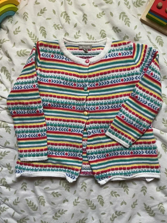 gilet rayé multicolore 18 mois grain de blé - photo numéro 3
