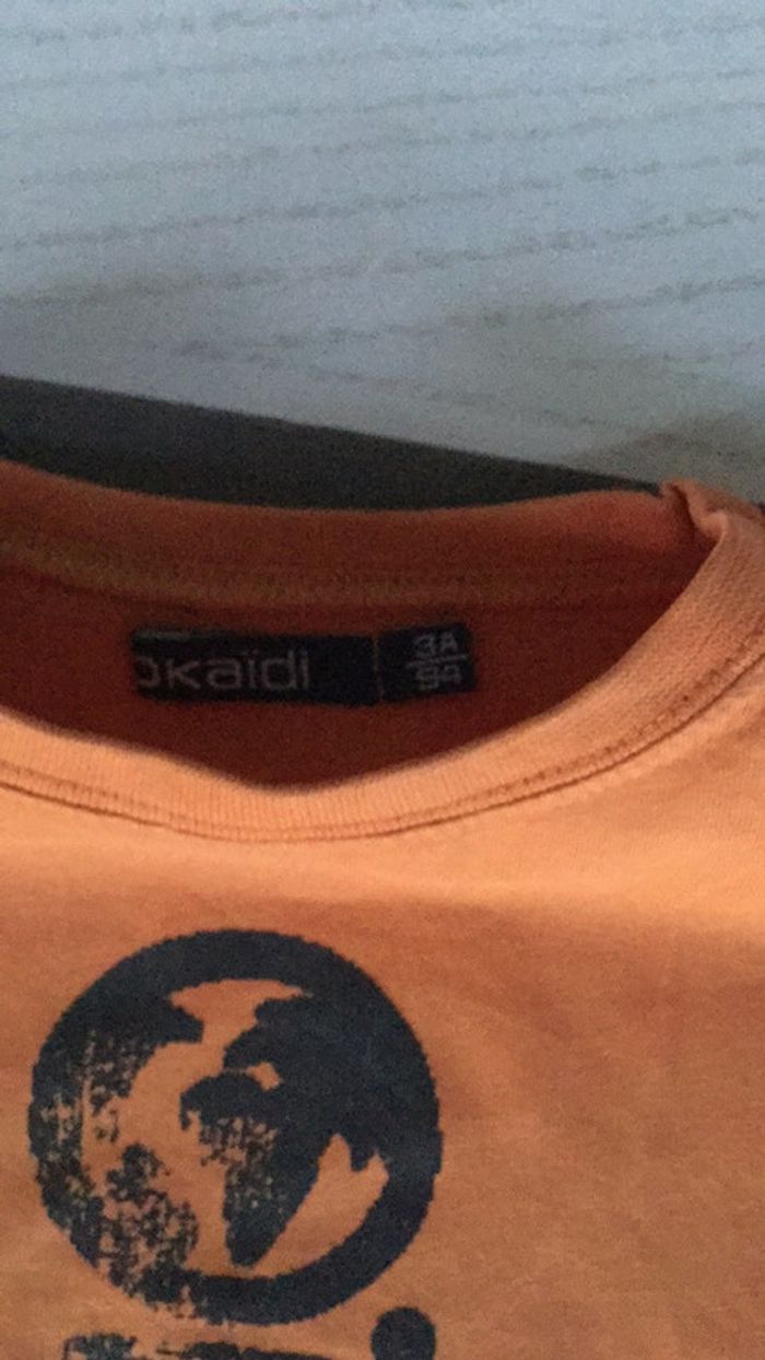 Tee shirt orange 3 ans Okaidi - photo numéro 3
