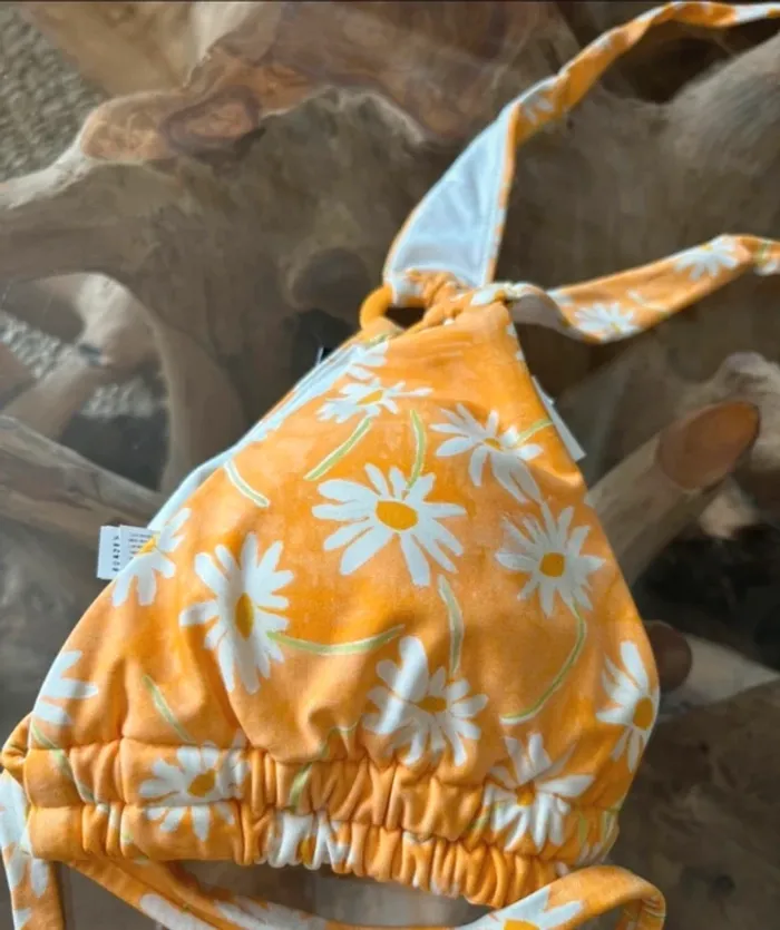 Haut de maillot de bain Etam jaune fleur triangle - photo numéro 4