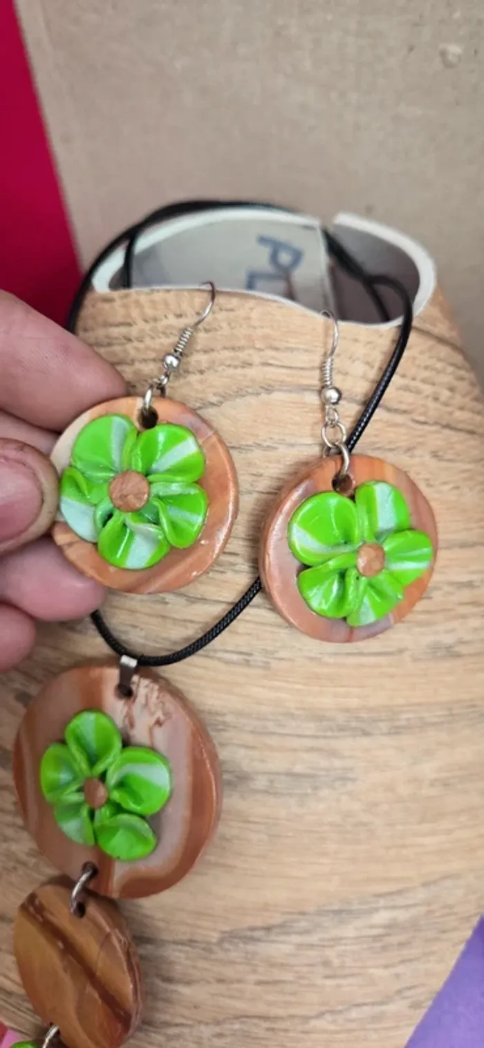 Parure Fimo fleur neuf - photo numéro 4