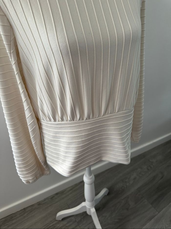 Blouse à rayures blanc crème H&M T40 L - photo numéro 3